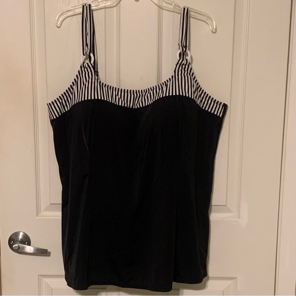 Black and White Striped Bathing Suit Top